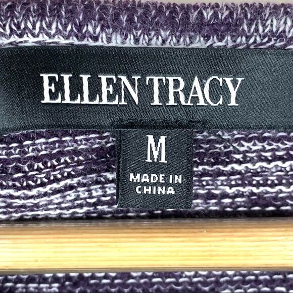 Ellen Tracy Marled Purple Tunic Pullover Sweater Size Medium - Picture 4 of 6